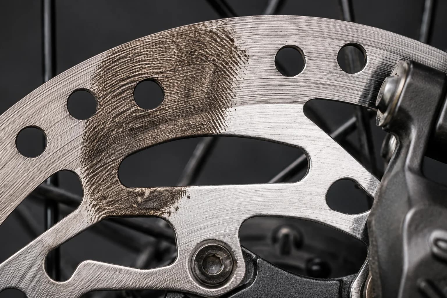 disco de freno de bicicleta contaminado con grasa de cadena causa chillido