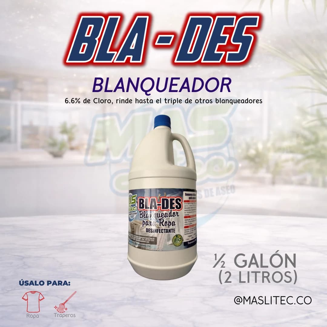 BLANQUEADOR DESINFECTANTE CON HIPOCLORITO DE SODIO AL 6.6%